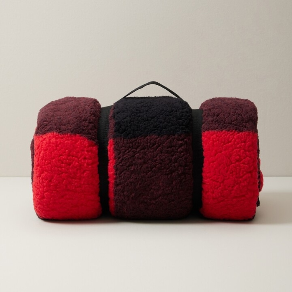 Oui Sherpa Throw Blanket, Buffalo Check Red